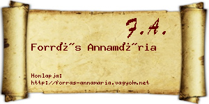 Forrás Annamária névjegykártya