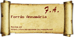 Forrás Annamária névjegykártya